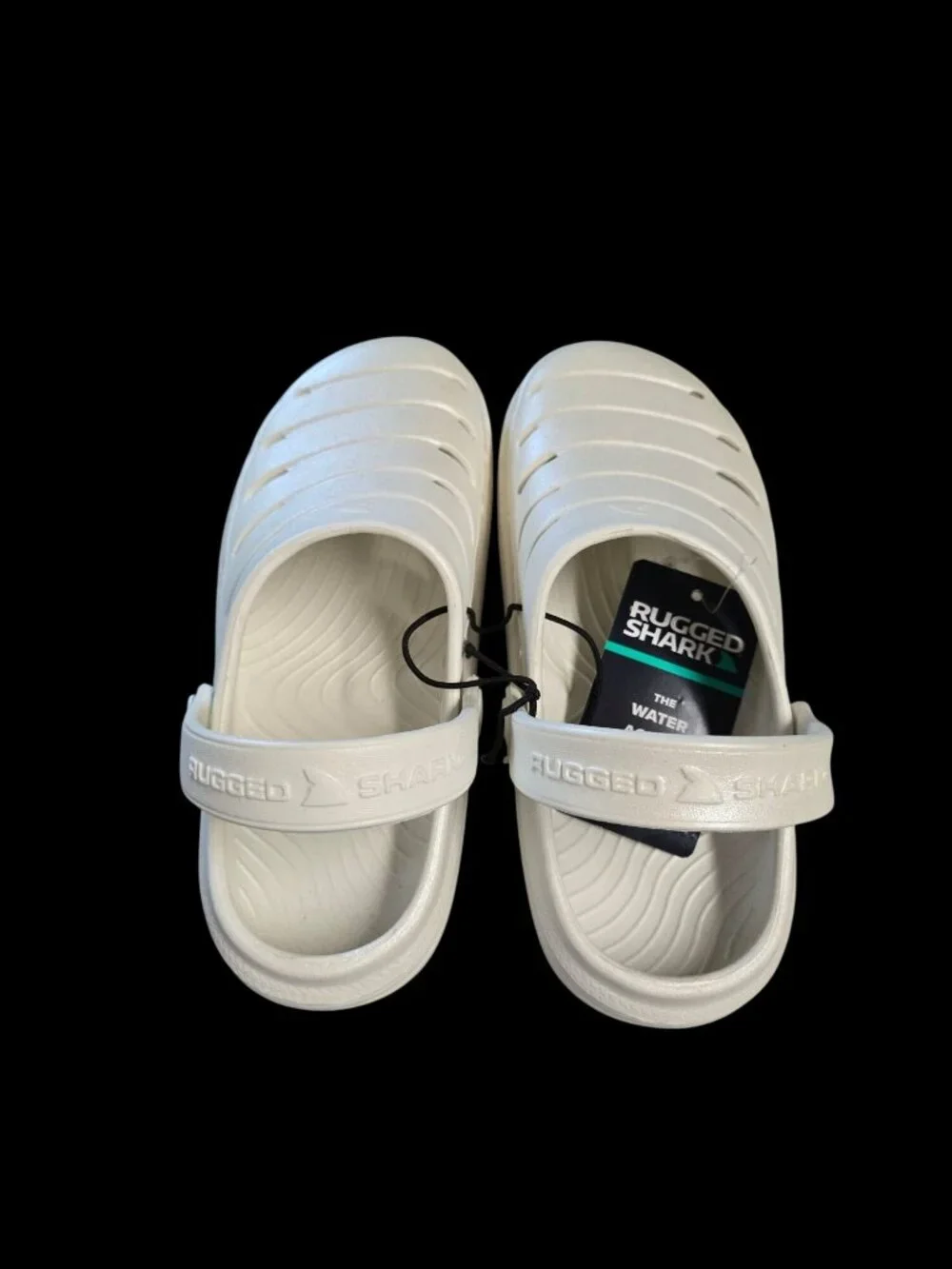 Rugged Shark Little Girls' Swivel-Strap EVA Clogs Size 2 - White EVA Water Shoes